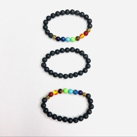 Set of (3) Lava Rock Essential Oil Diffuser Bracelets - Picture 5 of 14
